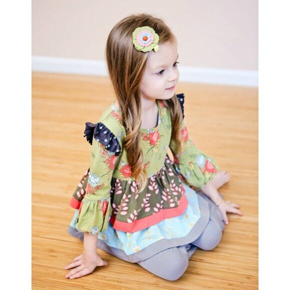 Matilda Jane Girls Top Size 8 Secret Fields Frills Fauna Ruffle Tee Floral Multi - Picture 1 of 7
